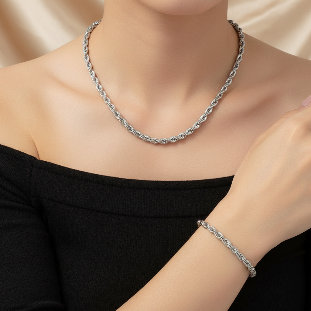 Set cadena y brazalete cuerda trenzada ✨