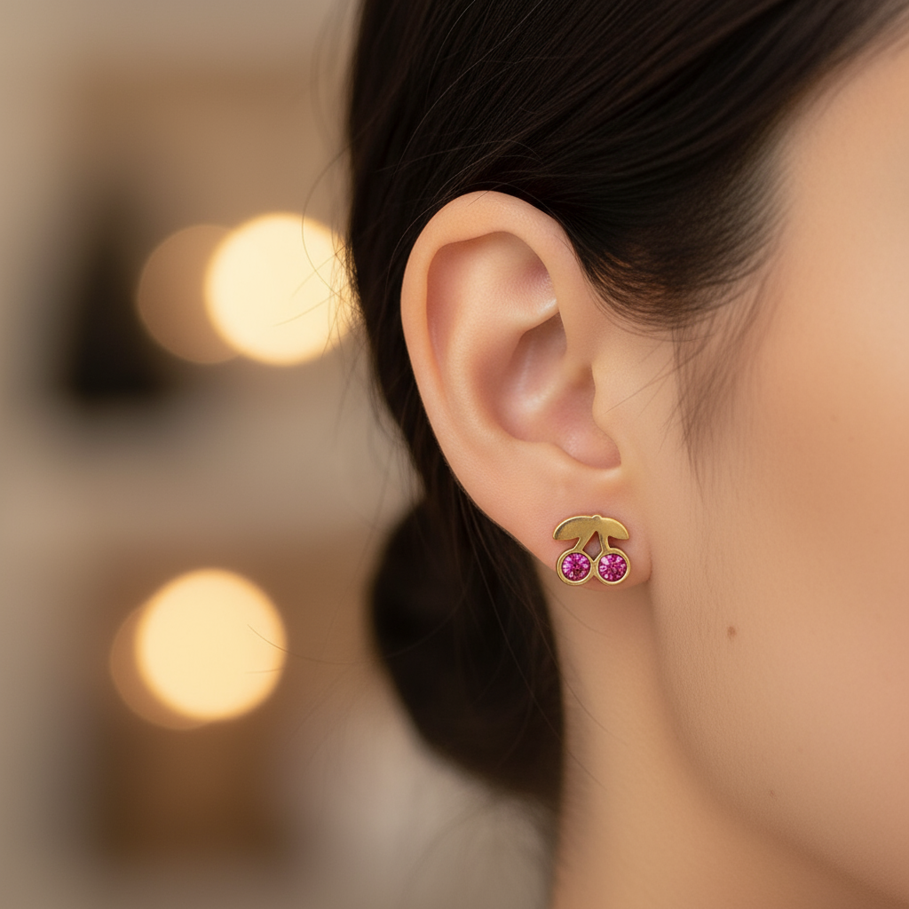 Aretes Cereza de Acero 🍒✨