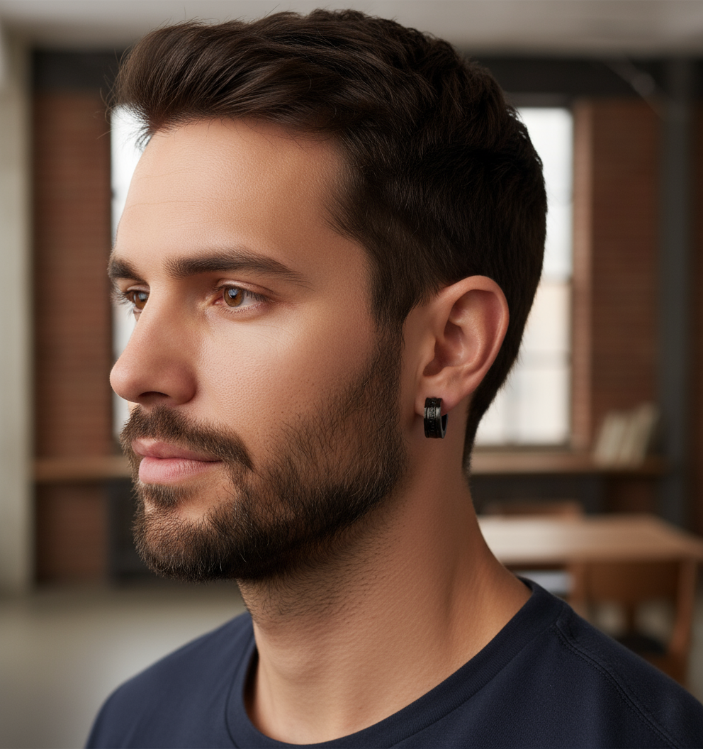 Aretes Huggie de Acero Inoxidable negras 🖤⚡