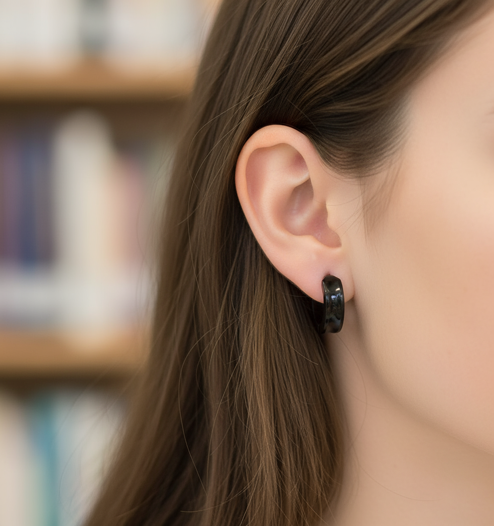 Aretes de presión tipo aro de acero 🖤⚡