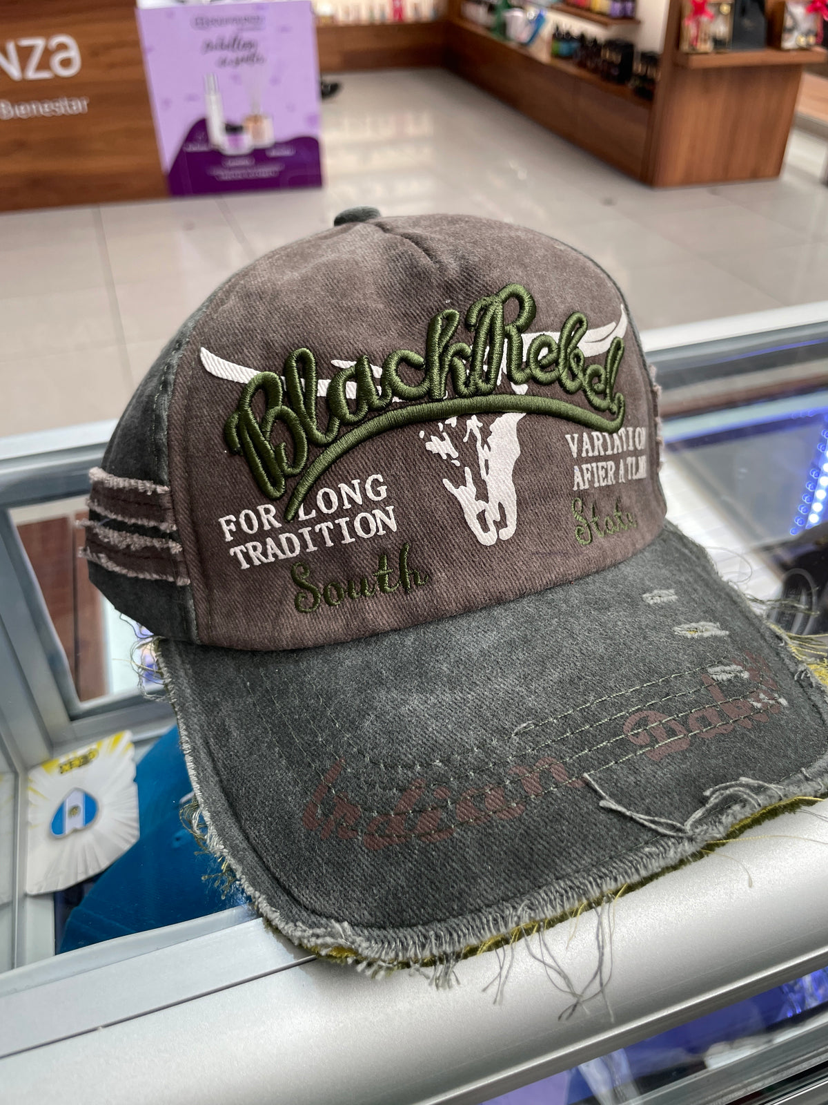 Gorra Black Rebel gris y verde