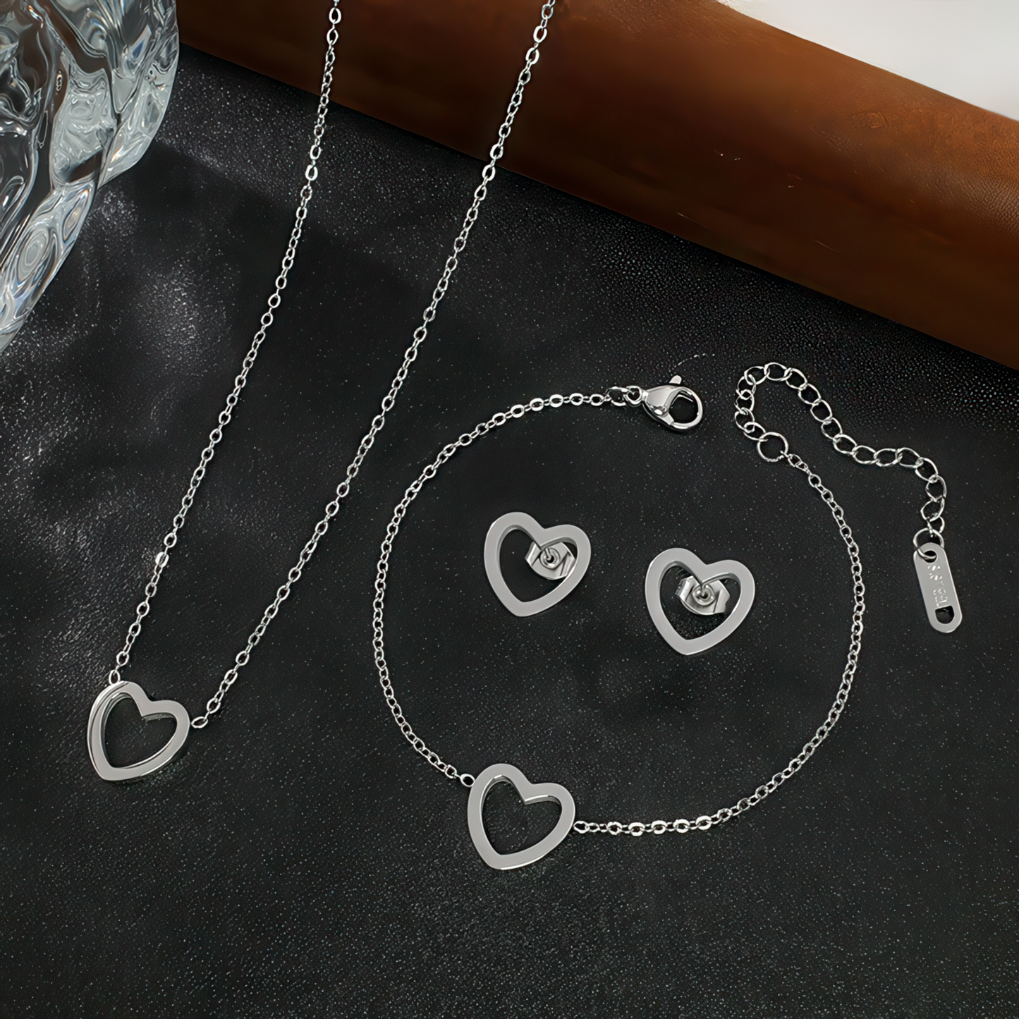 Set de Joyas de Corazón de Acero Inoxidable 💖