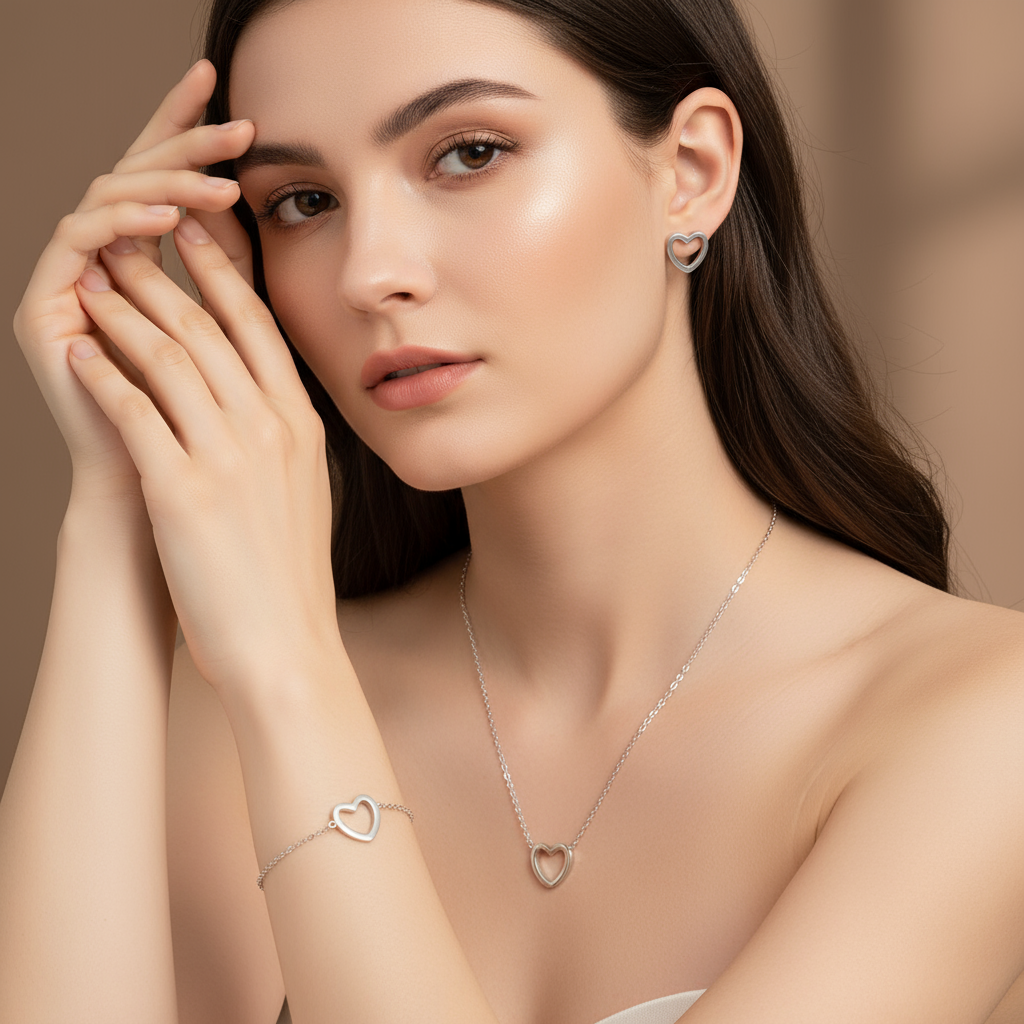 Set de Joyas de Corazón de Acero Inoxidable 💖
