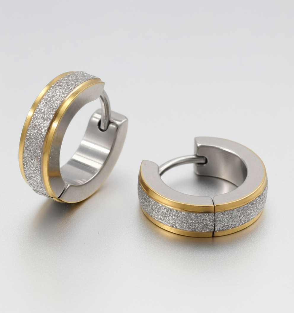 Aretes bicolor de Lujo - arenado con dorado ✨