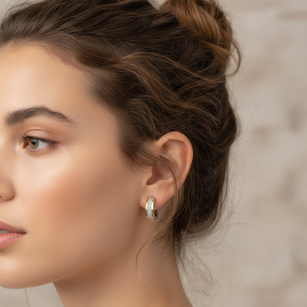 Aretes bicolor de Lujo - arenado con dorado ✨