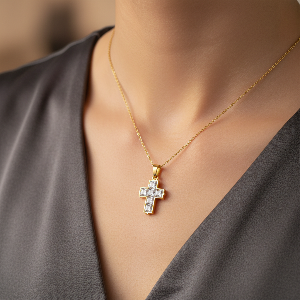 Cadena y dije Cruz Trendy ✝️💖