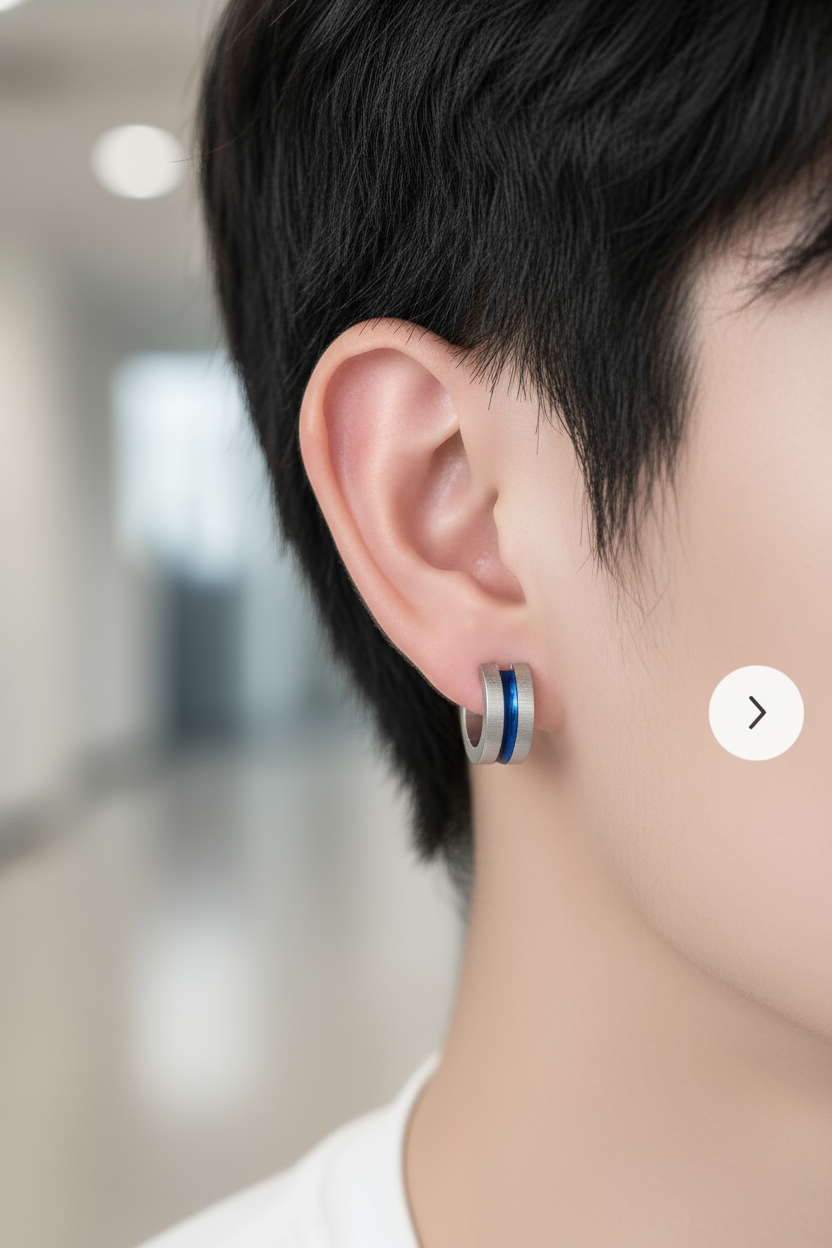 Aretes Acero Inoxidable con Detalle Azul 💙✨
