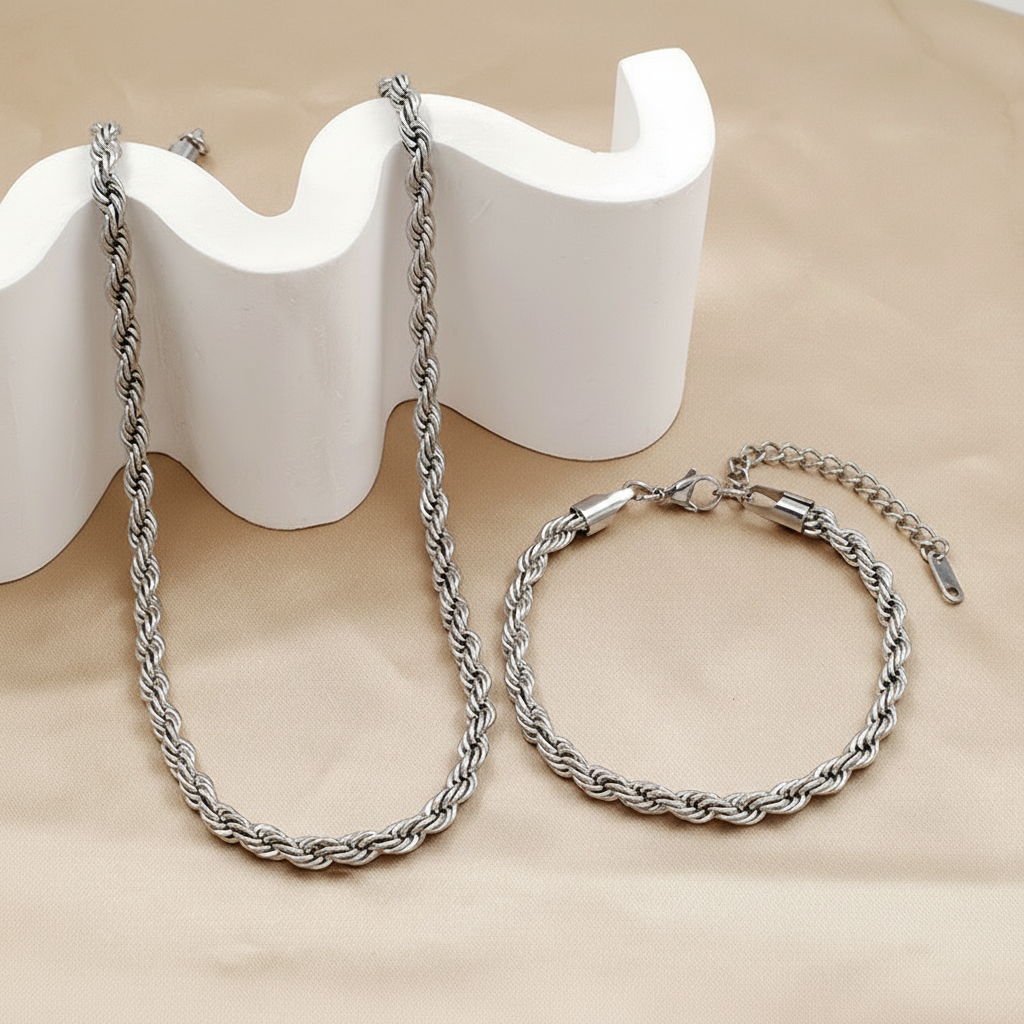Set cadena y brazalete cuerda trenzada ✨