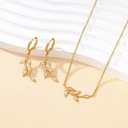 Set de Joyas Hoja y Circonias ✨🌿