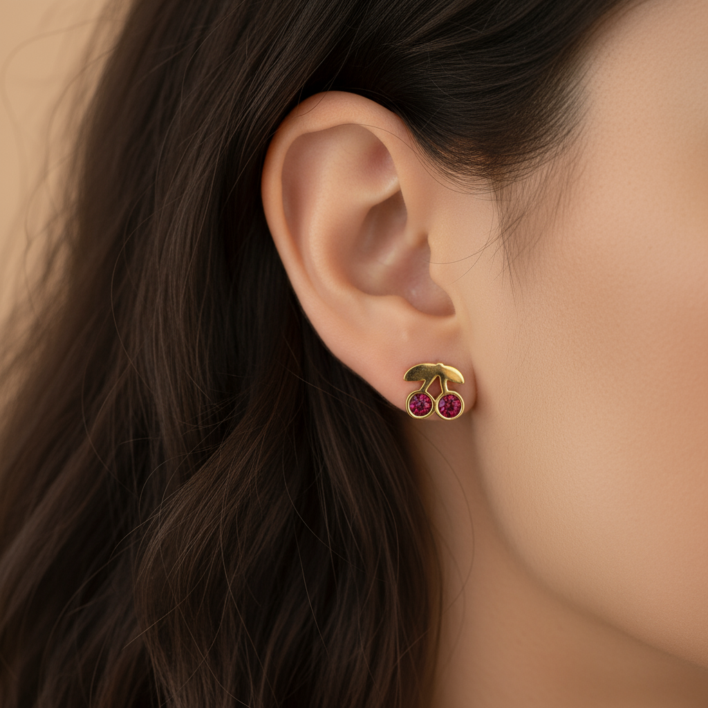 Aretes Cereza de Acero 🍒✨
