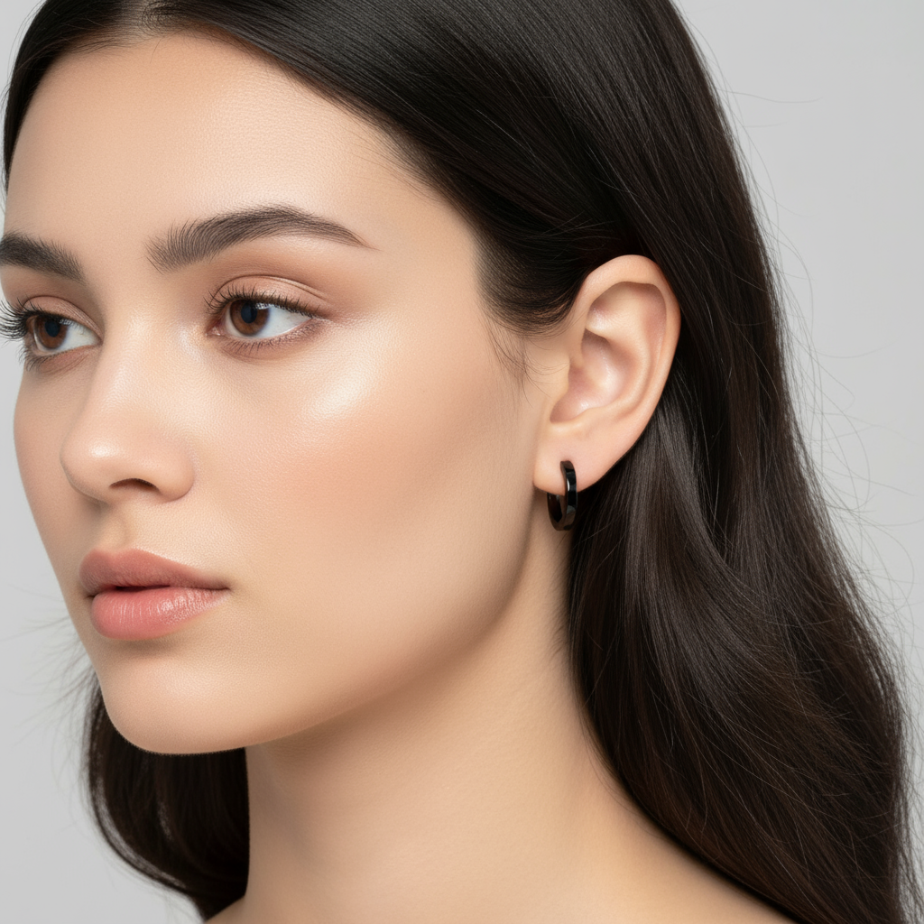 Aretes negros de acero 🖤✨