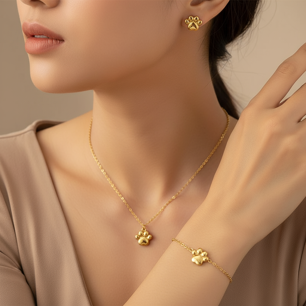 Set de Joyas de Huella de Pata de Perro ✨🐾