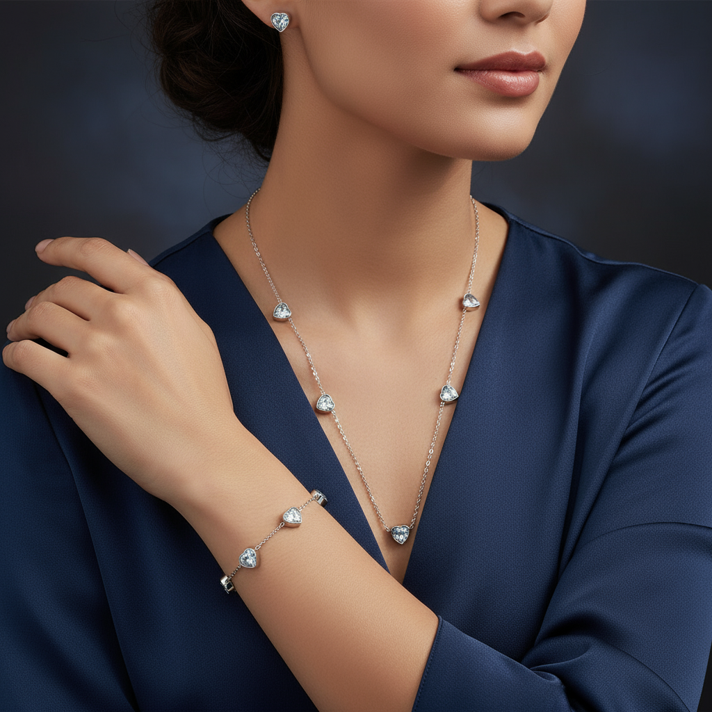 Set de Joyas con Corazones de circonia 💙✨