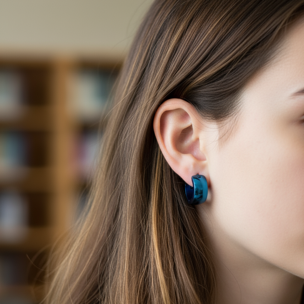 Aretes de aro en Azul Eléctrico 💙✨