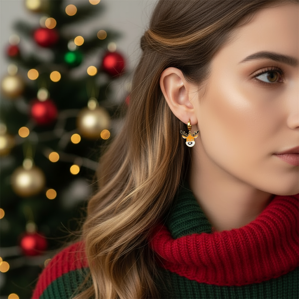 Aretes Navideños Rodolfo el Reno 🦌✨