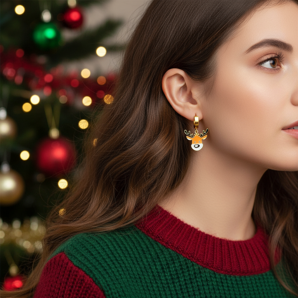 Aretes Navideños Rodolfo el Reno 🦌✨