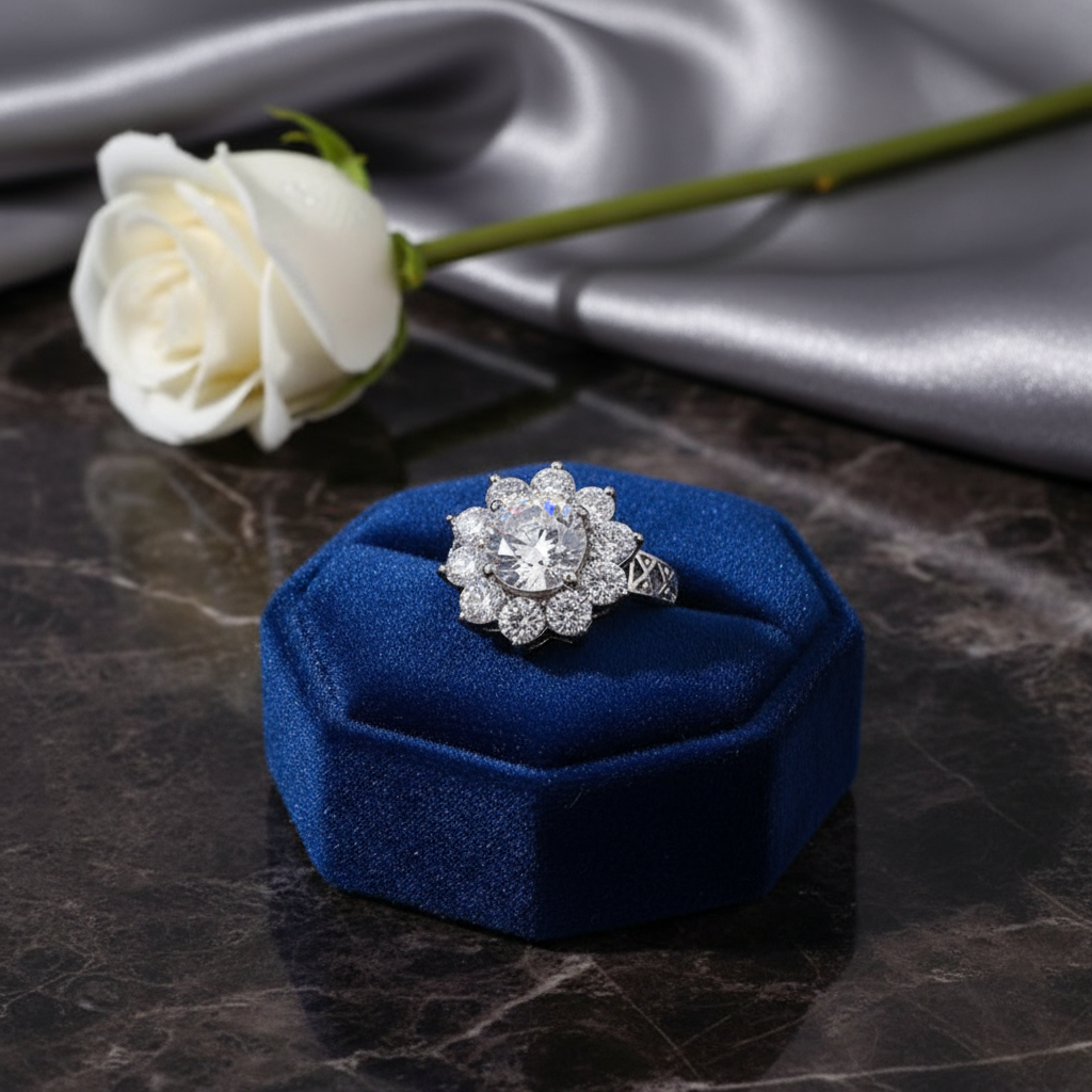 Anillo de circonia en flor✨