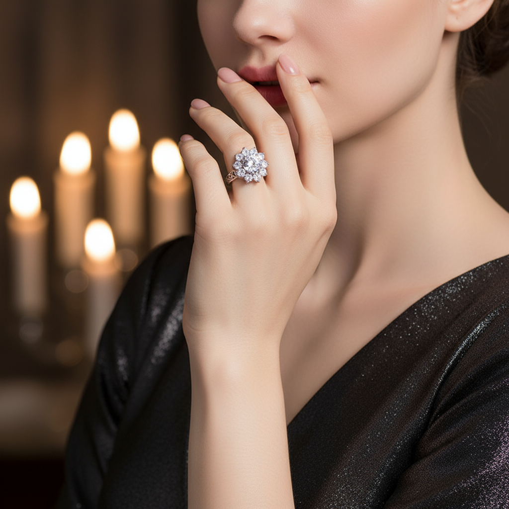 Anillo de circonia en flor✨