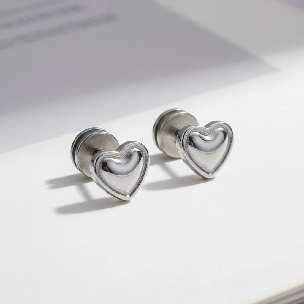 Aretes tipo Piercing de Corazón 💖✨