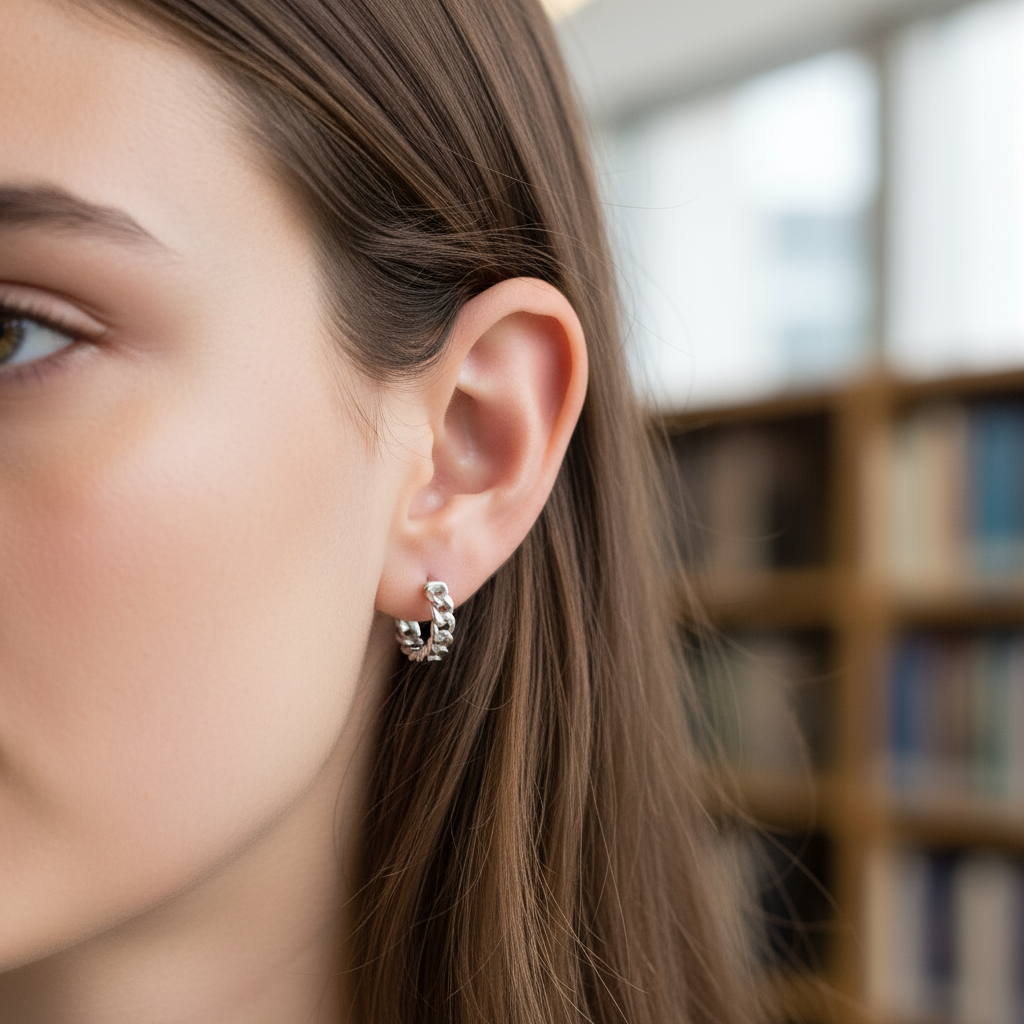 Aretes  huggie con Diseño de Cadena ⛓️✨