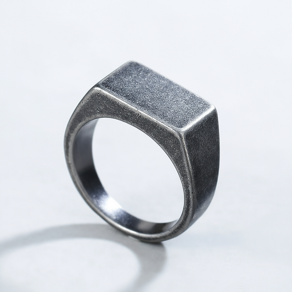 Anillo sello cuadrado de acero 💍🤘