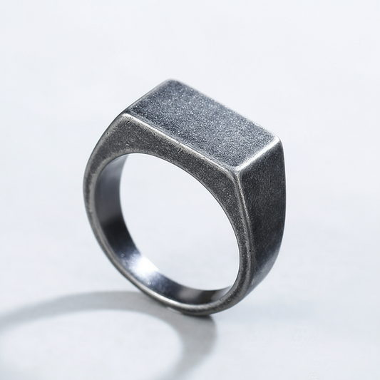 Anillo sello cuadrado de acero 💍🤘