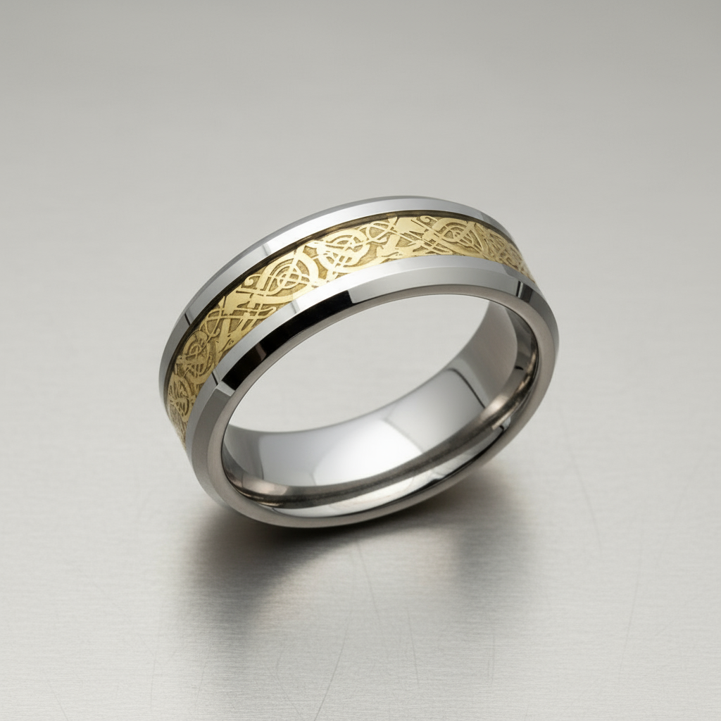 Anillo tungsteno con Nudo Celta