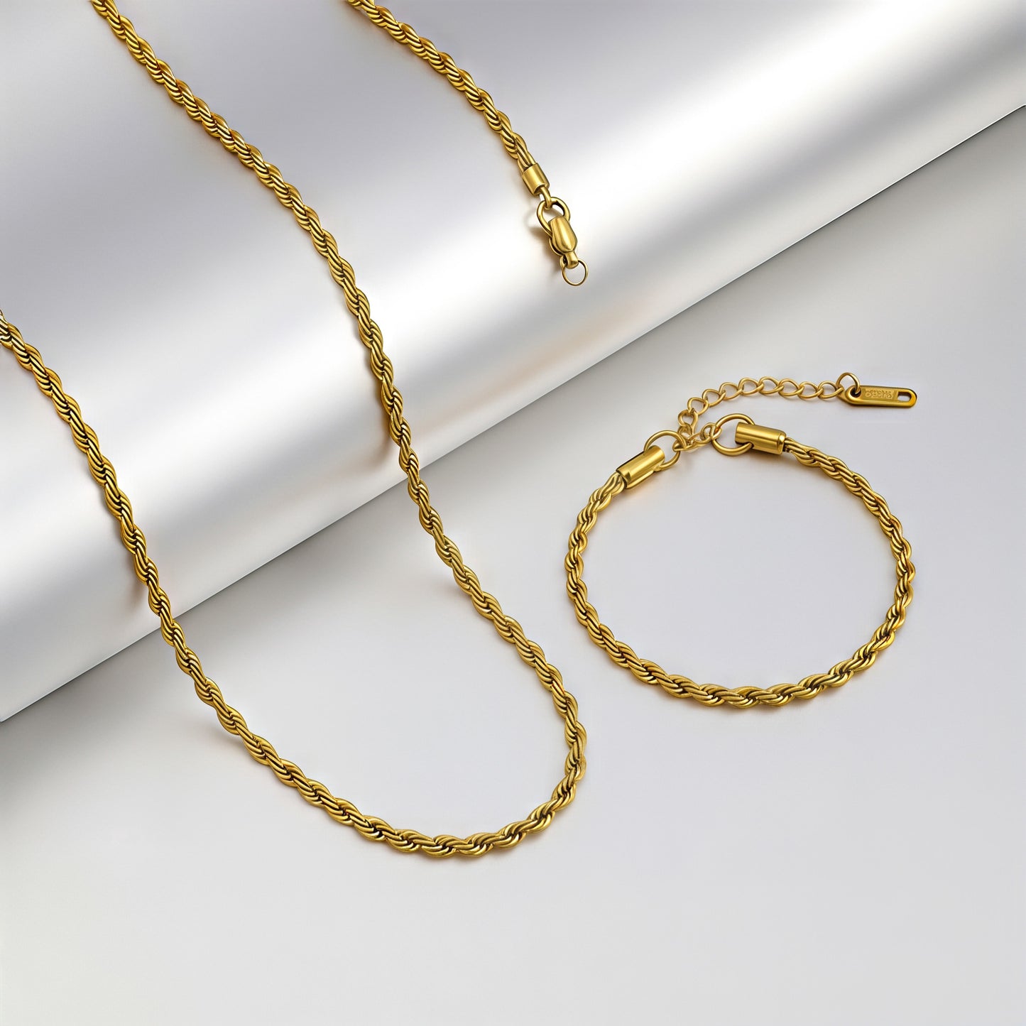 Set cadena y brazalete Cuerda Trenzada 3mm✨