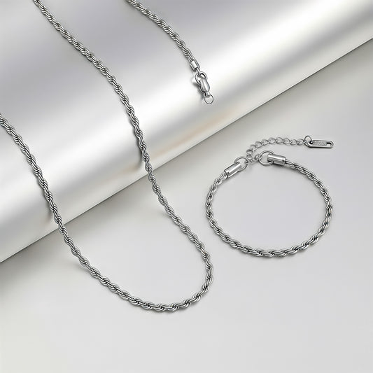 Set cadena y brazalete Cuerda Trenzada 3mm✨