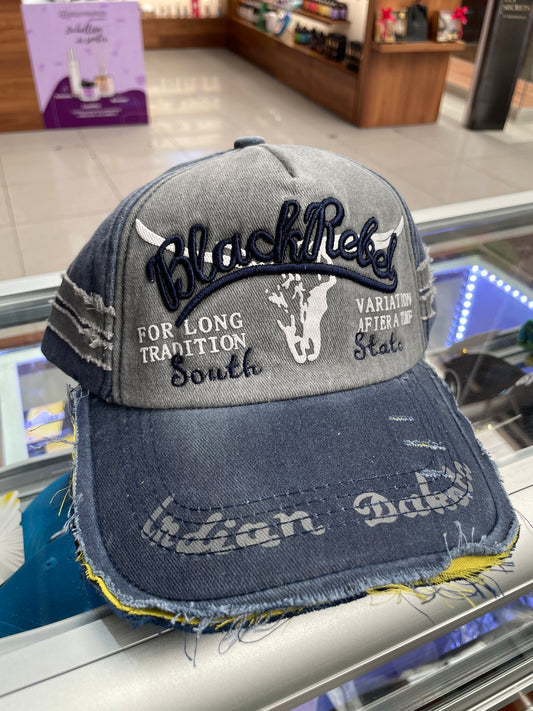Gorra Black Rebel gris y azul