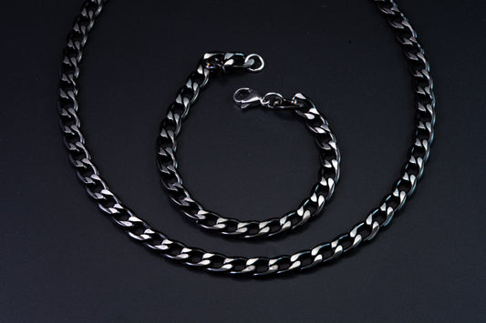 Set acero negro bicolor