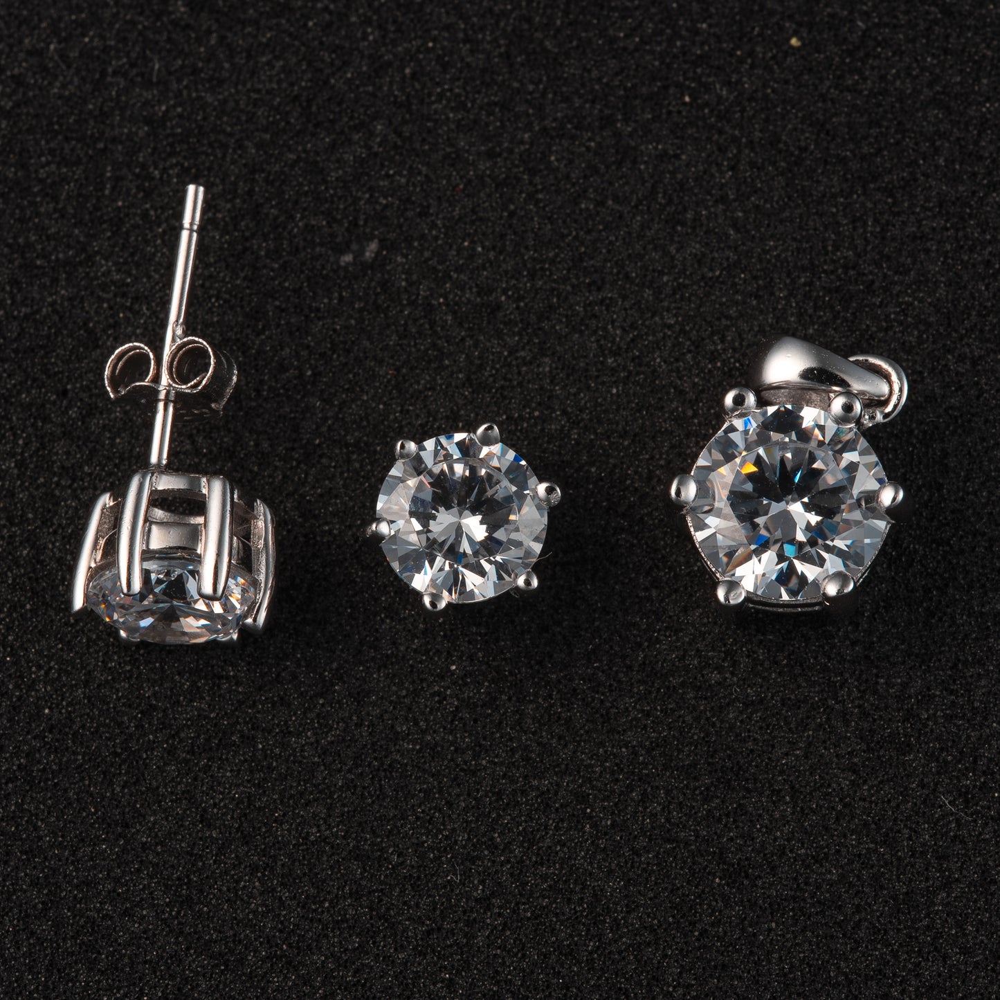 Set swarovski solitario, sobre plata 925