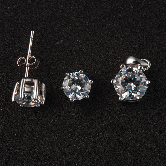 Set swarovski solitario, sobre plata 925