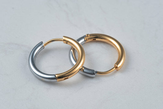 Arete acero argolla bi color
