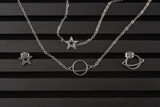 Set de acero estrella y Saturno