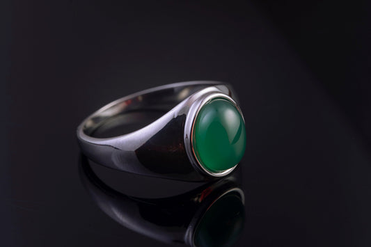 Anillo de Acero Cuarzo Verde