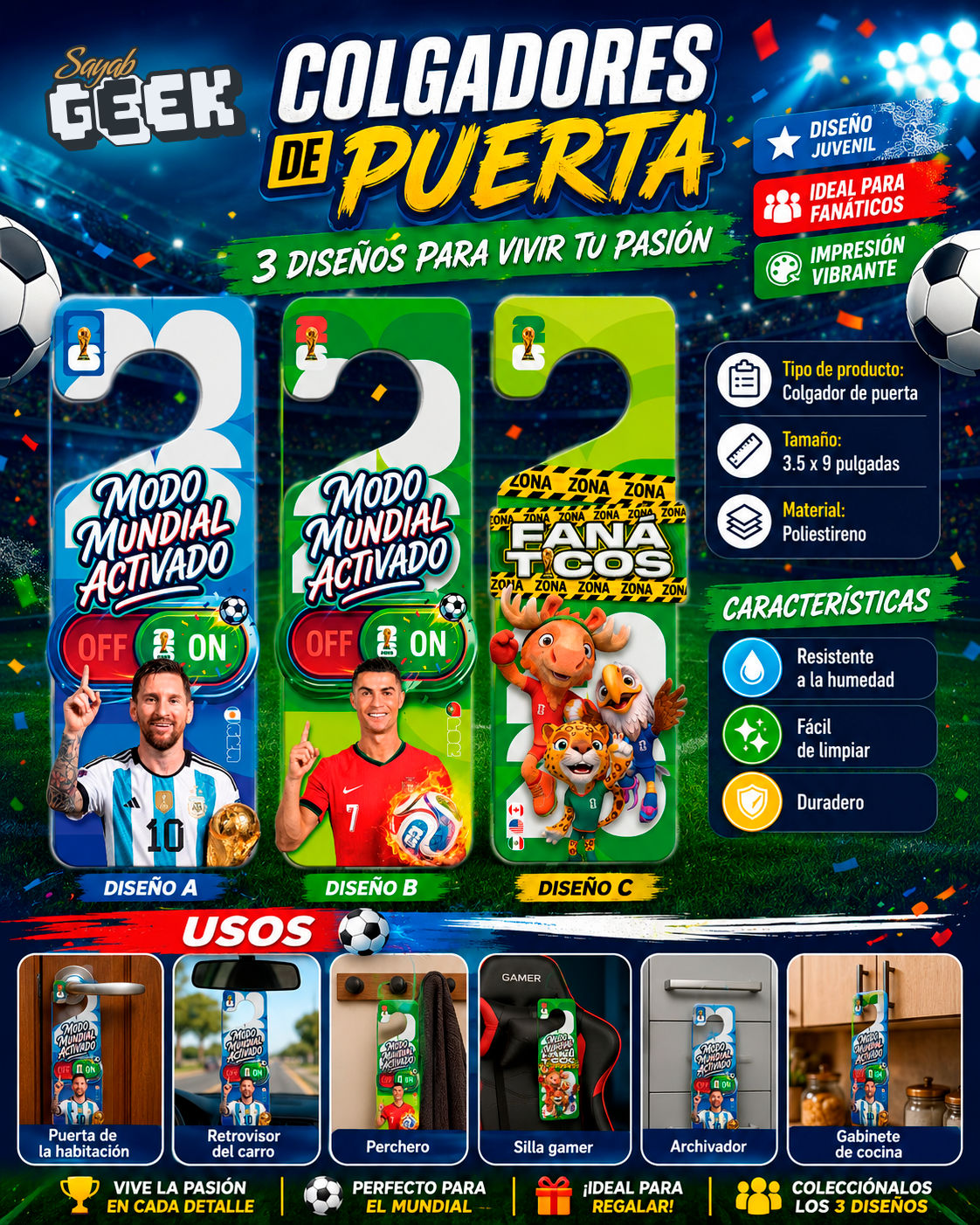 Colgador puerta Mundial 2026 - Mascotas
