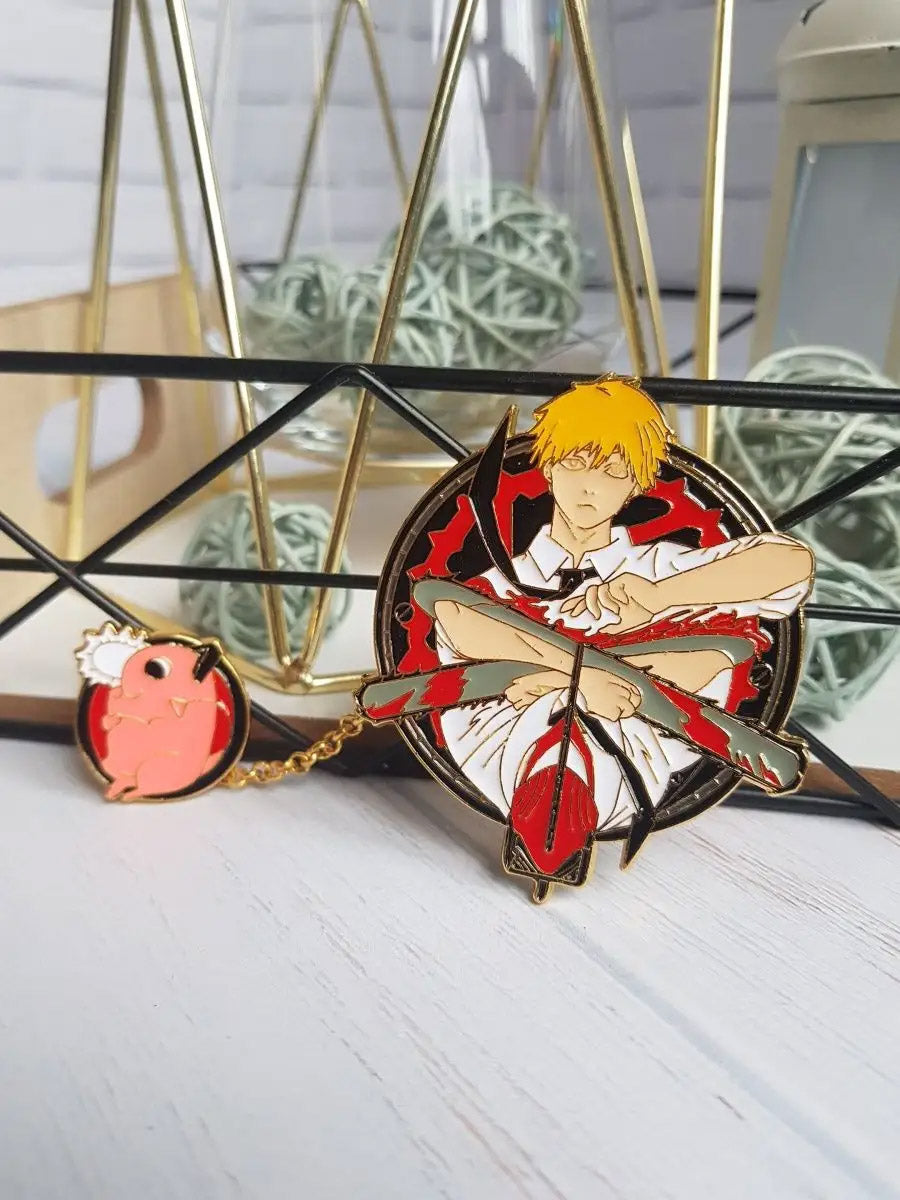 Pin Denji y Pochita - Chainsaw Man