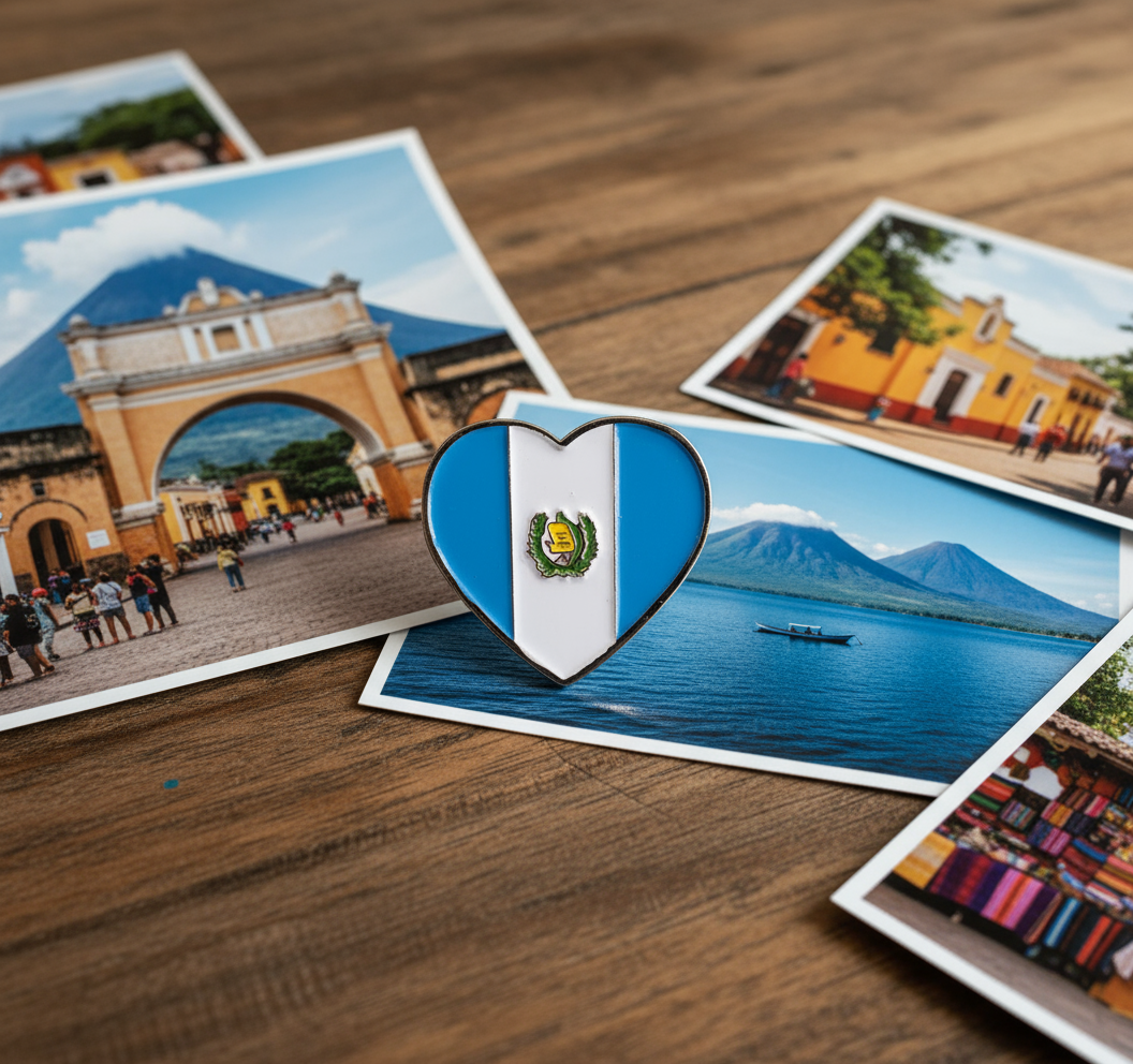 Pin bandera corazón - Guatemala