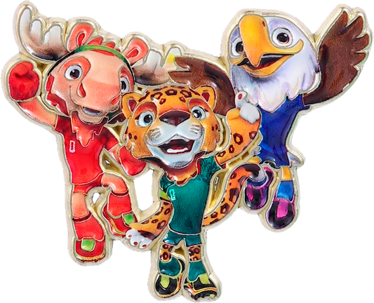 Pin Mundial mascotas celebrando