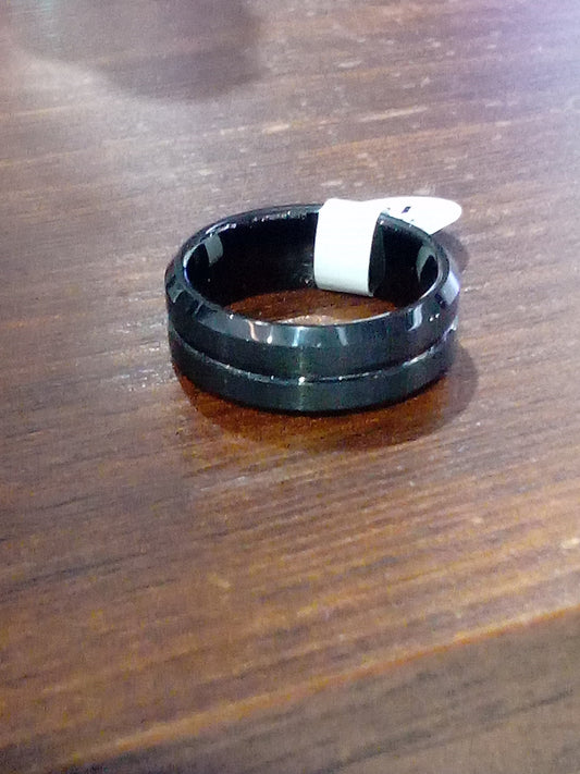 Anillo tungsteno negro ranurado