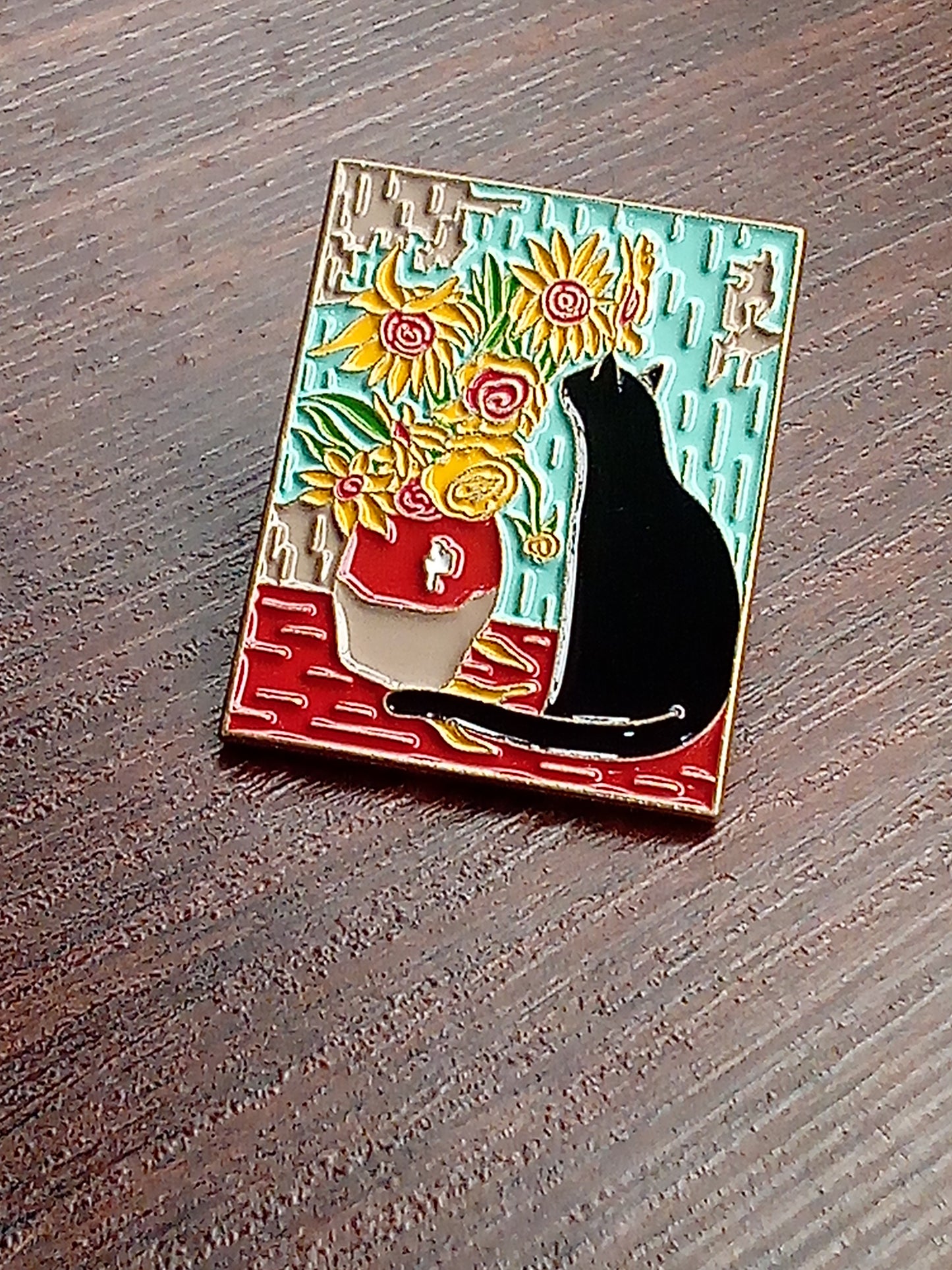 Pin Cuadro Gato Flores